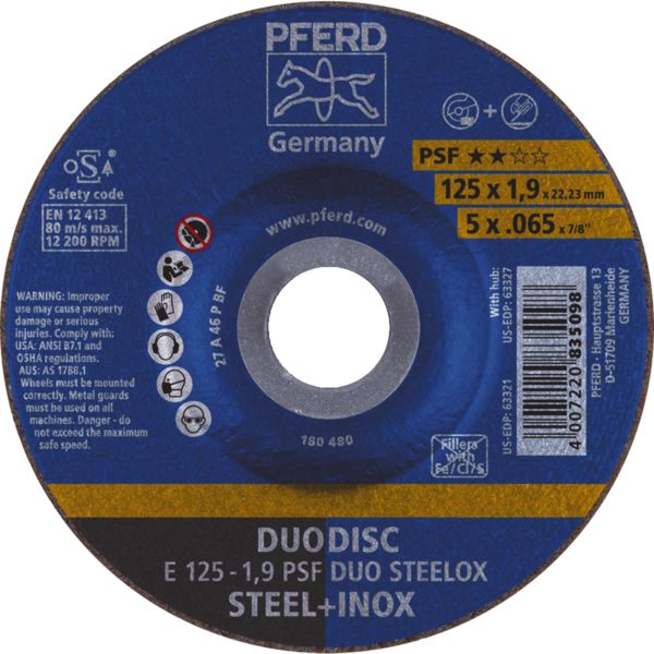 DISQUE COMBINE TRONONNAGE BAVURAGE INOX ET ACIER PS-FORTE