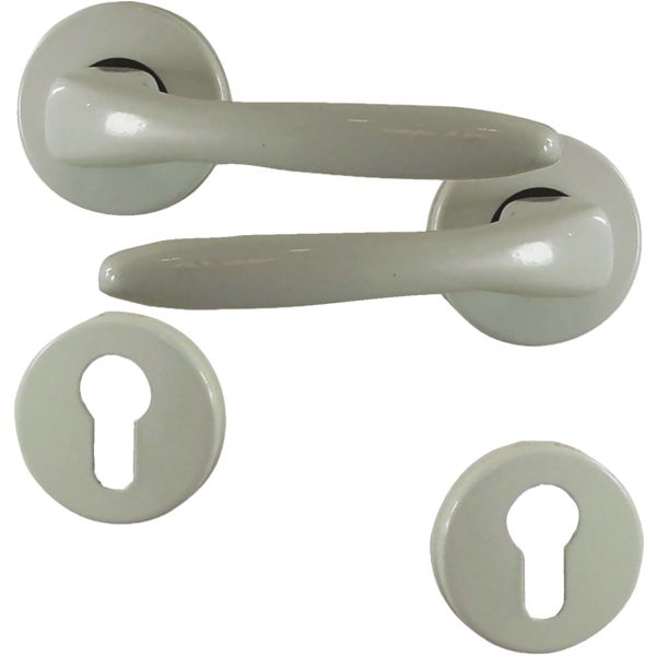 ENSEMBLE ROSACE VARS ALU BLANC +2 ROSACES SERRURE ENSEMBLE/ROSACE VARS ALUMINIUM