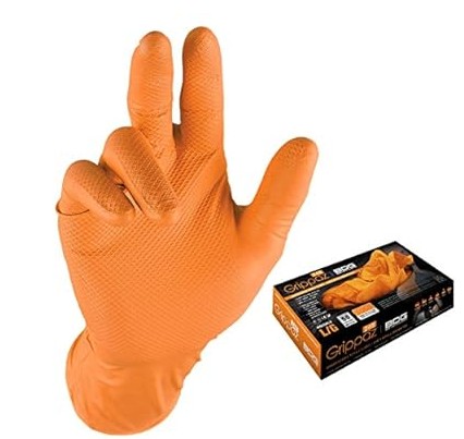 GANT JETABLE GRIPPAZ NITRILE ORANGE  T.S - T7    BOITE 50