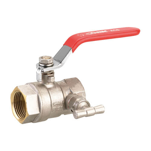 VANNE ARRET DF A PURGE BOISSEAU SPHERIQUE AVEC ROBINET PURGE AVEC POIGNEE 20-3/4 A.C.S PN 40