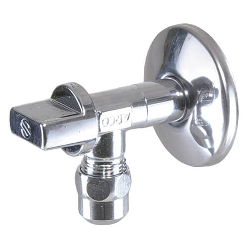 ROBINET ARRET EQUERRE SOUS LAVABO 1/4 TOUR A BOISSEAU 3/8-10 CHROME/POLI - NF