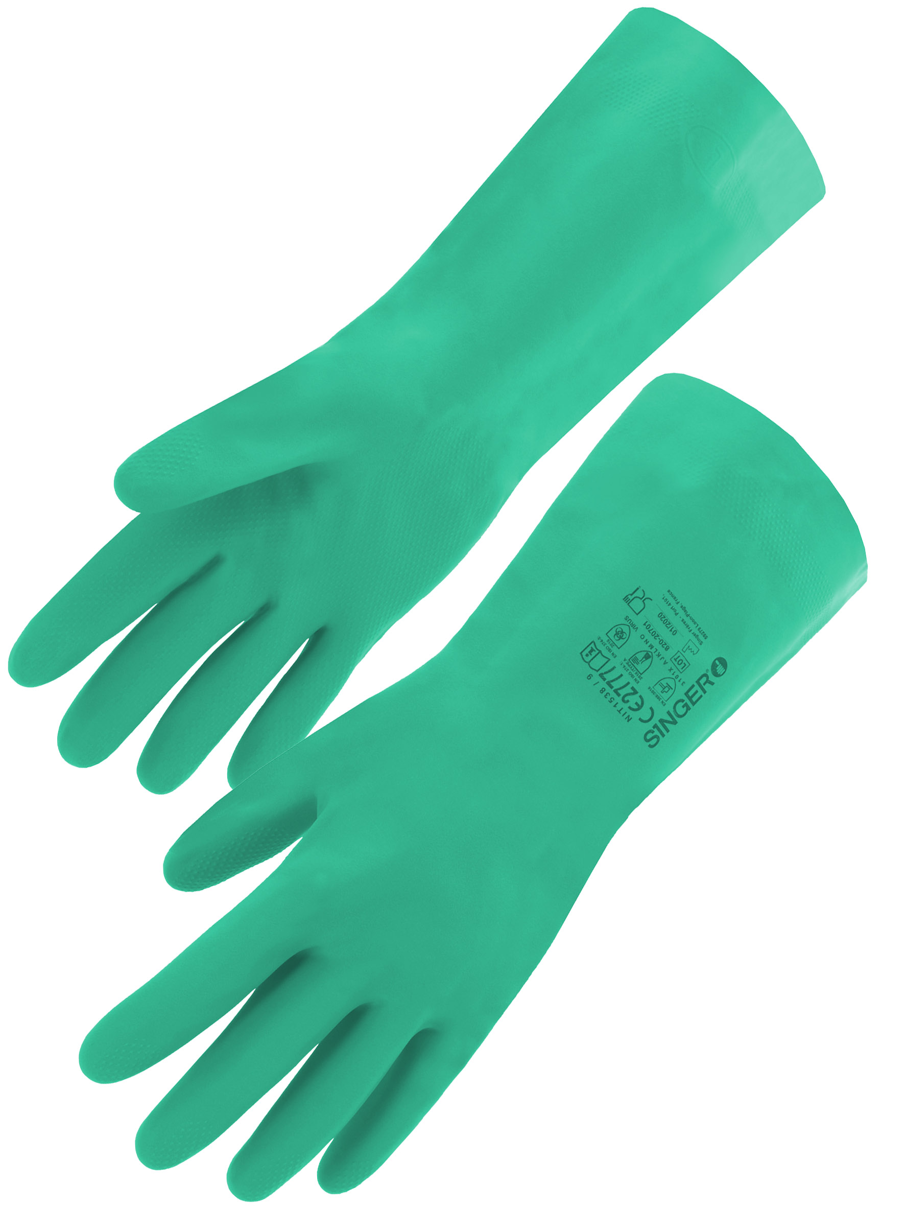 GANT NITRILE VERT FLOQUE 30 CM T11
